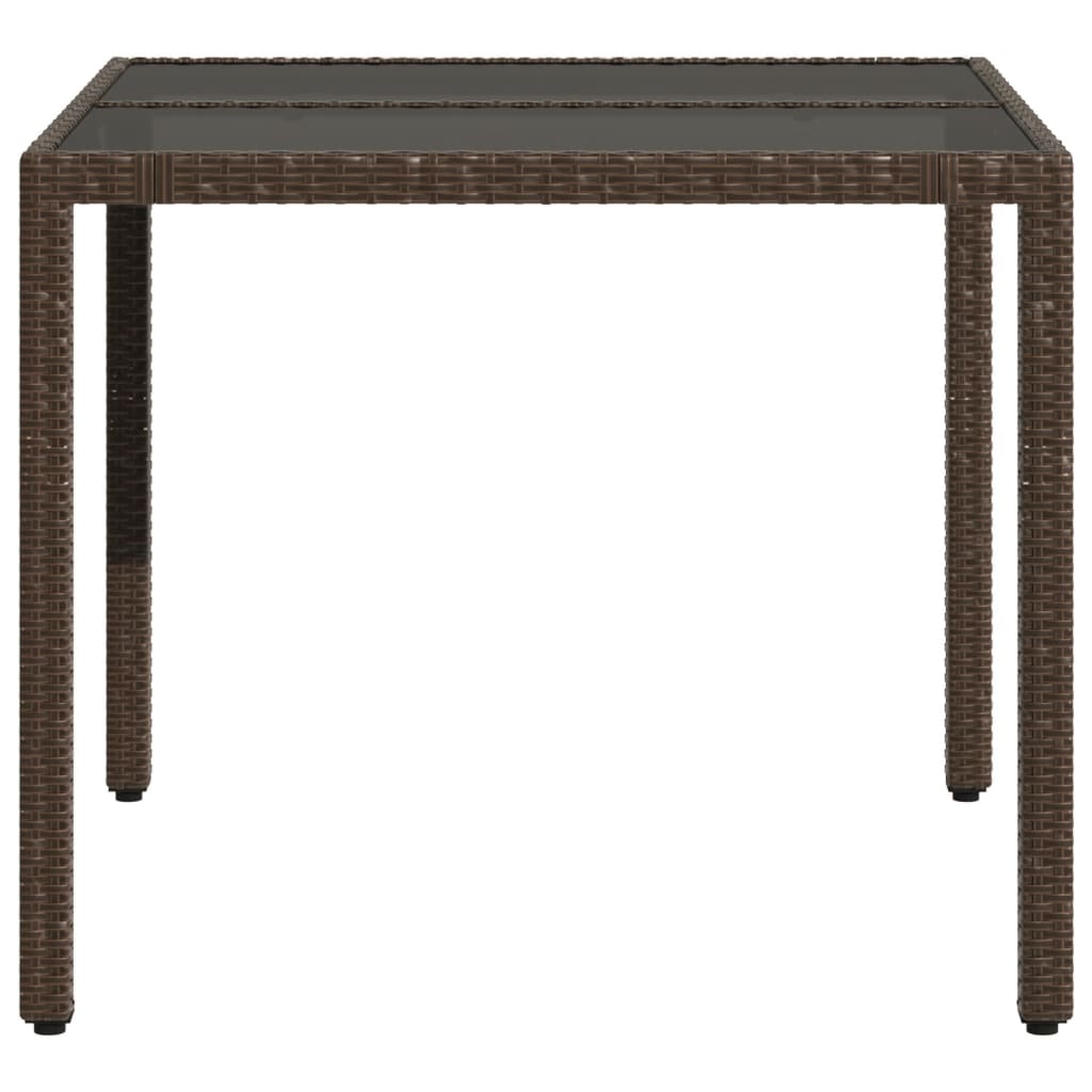Tuintafel met glazen blad 90x90x75 cm poly rattan bruin is nu te koop bij PeponiXL, paradijselijk wonen!