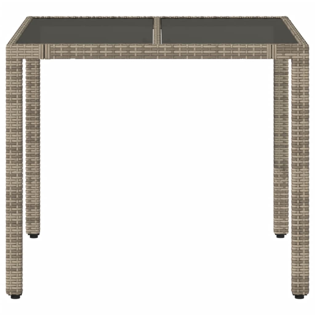 Tuintafel met glazen blad 90x90x75 cm poly rattan grijs is nu te koop bij PeponiXL, paradijselijk wonen!