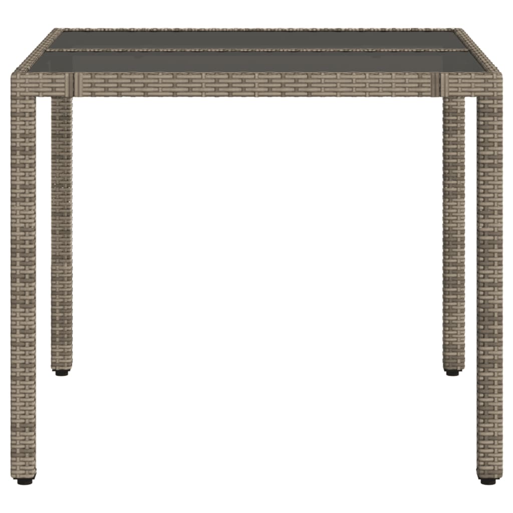 Tuintafel met glazen blad 90x90x75 cm poly rattan grijs is nu te koop bij PeponiXL, paradijselijk wonen!