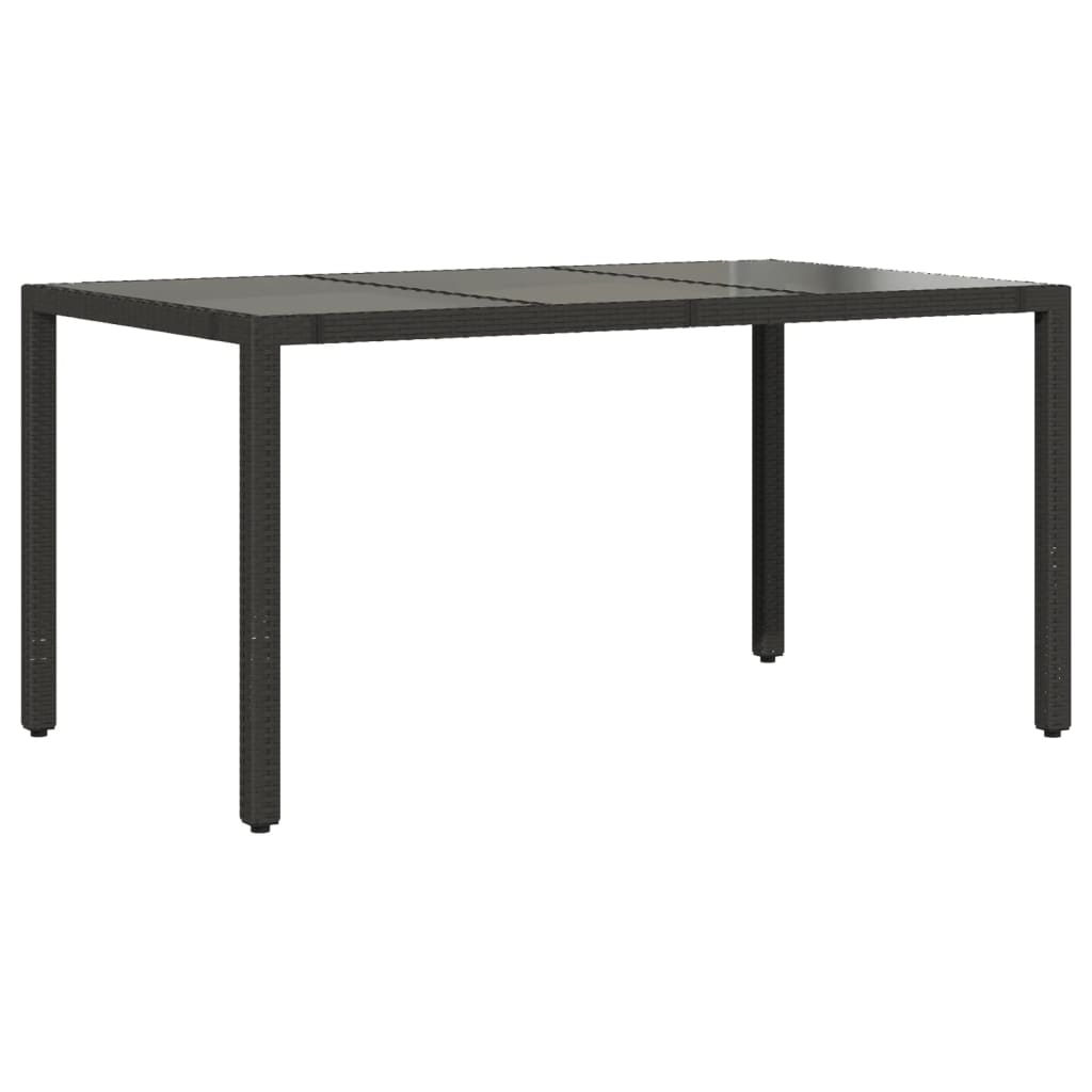 Tuintafel met glazen blad 150x90x75 cm poly rattan zwart is nu te koop bij PeponiXL, paradijselijk wonen!