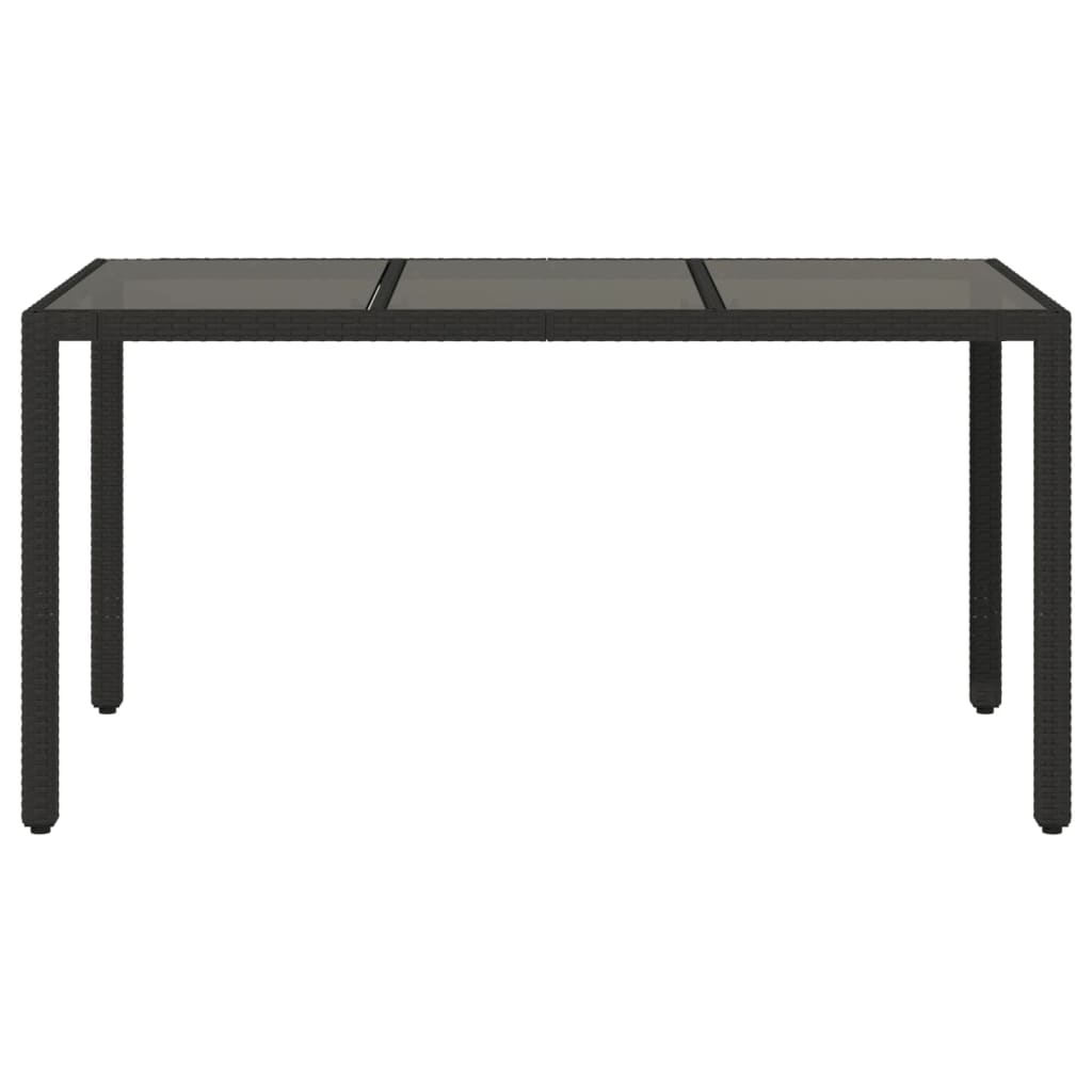 Tuintafel met glazen blad 150x90x75 cm poly rattan zwart is nu te koop bij PeponiXL, paradijselijk wonen!