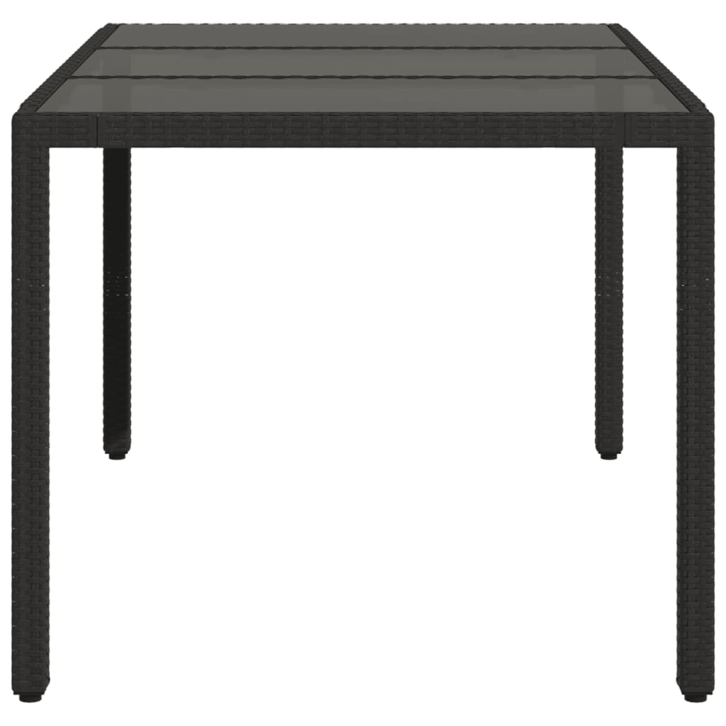 Tuintafel met glazen blad 150x90x75 cm poly rattan zwart is nu te koop bij PeponiXL, paradijselijk wonen!