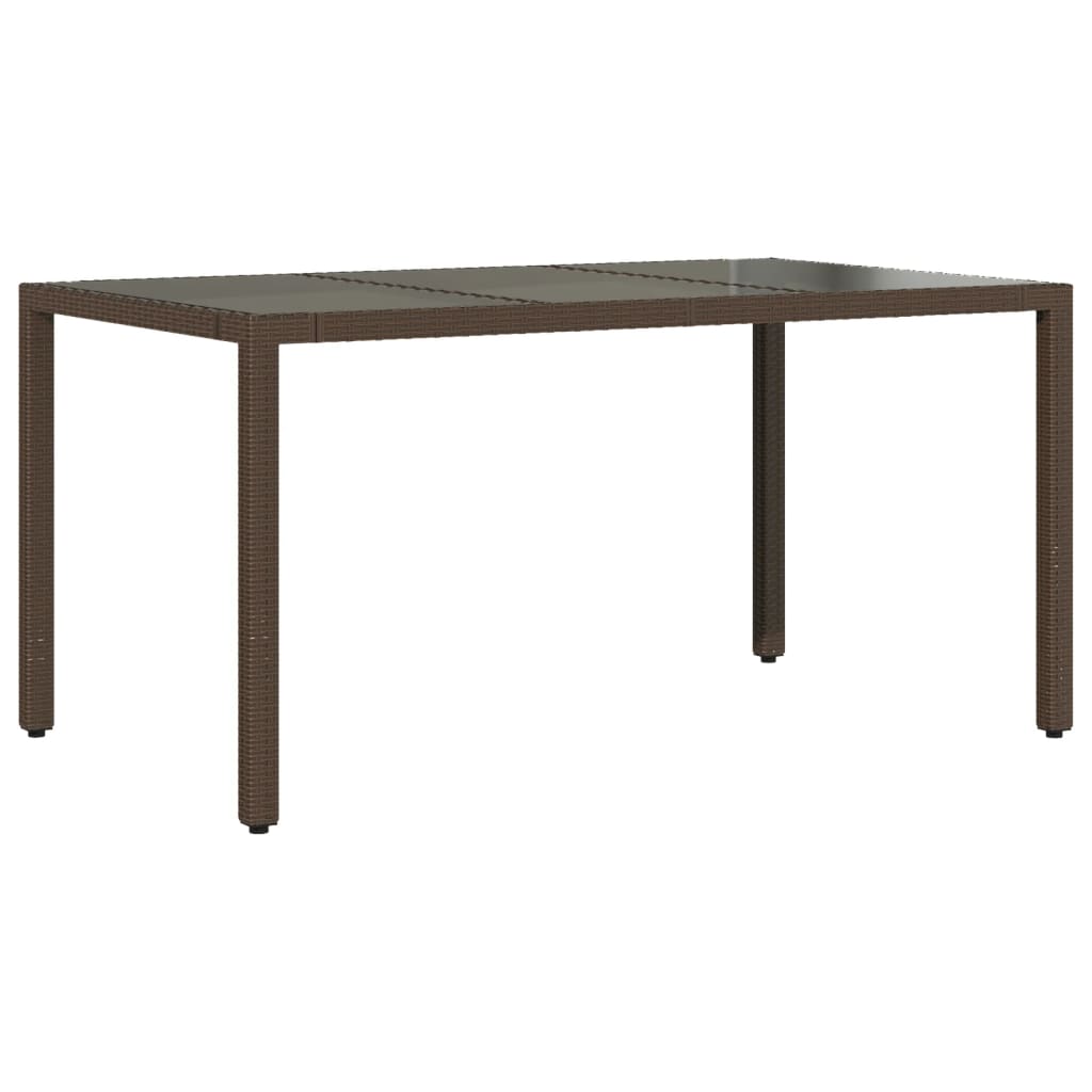 Tuintafel met glazen blad 150x90x75 cm poly rattan bruin is nu te koop bij PeponiXL, paradijselijk wonen!