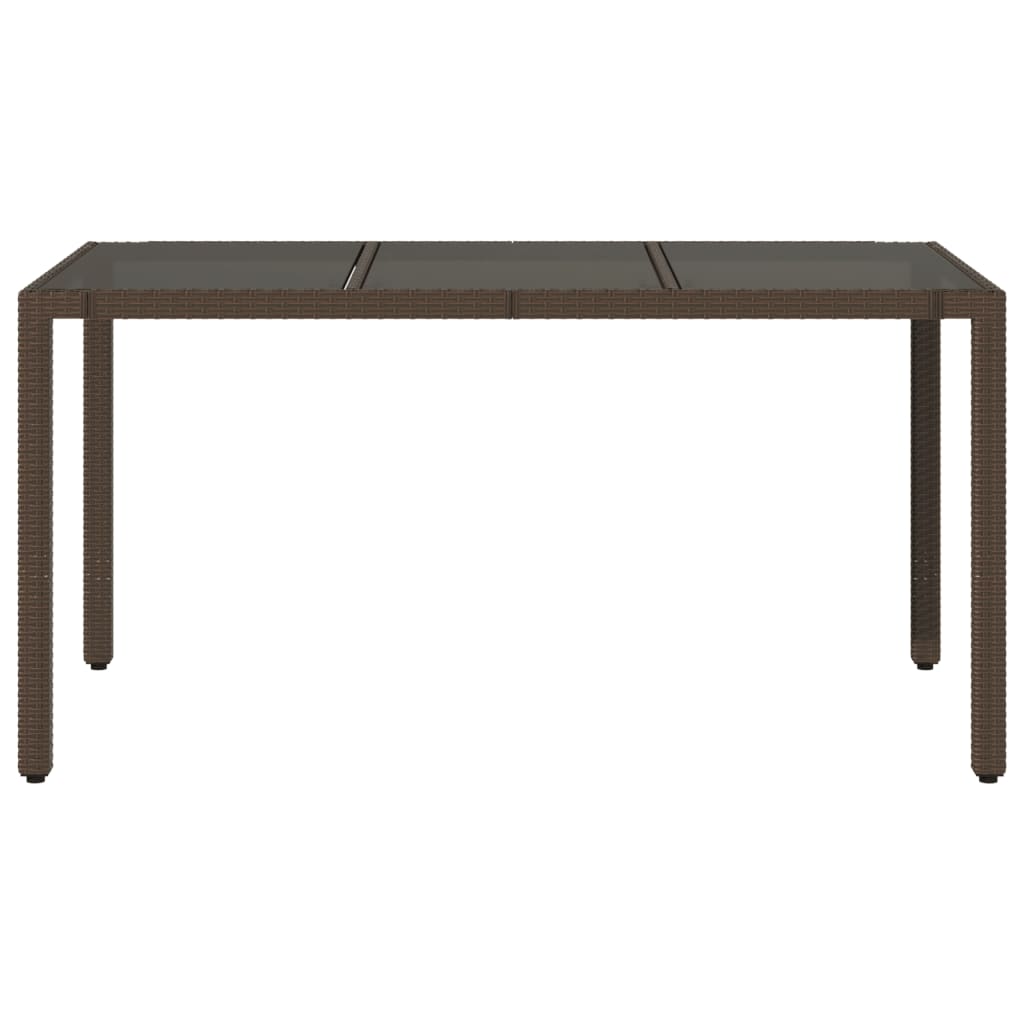 Tuintafel met glazen blad 150x90x75 cm poly rattan bruin is nu te koop bij PeponiXL, paradijselijk wonen!