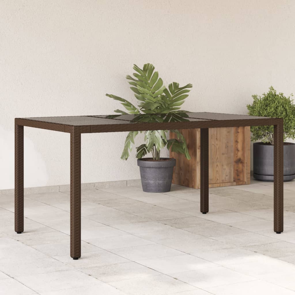 Tuintafel met glazen blad 150x90x75 cm poly rattan bruin is nu te koop bij PeponiXL, paradijselijk wonen!