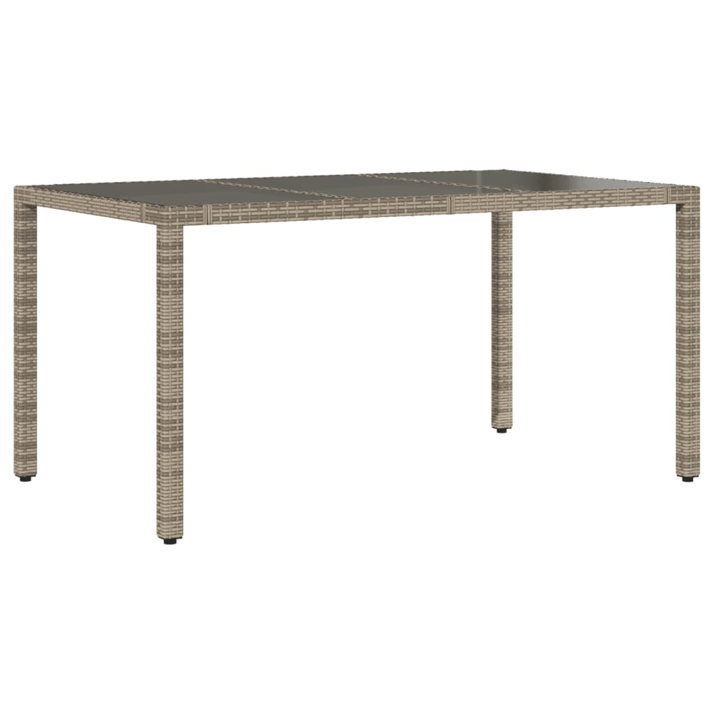 Tuintafel met glazen blad 150x90x75 cm poly rattan grijs is nu te koop bij PeponiXL, paradijselijk wonen!
