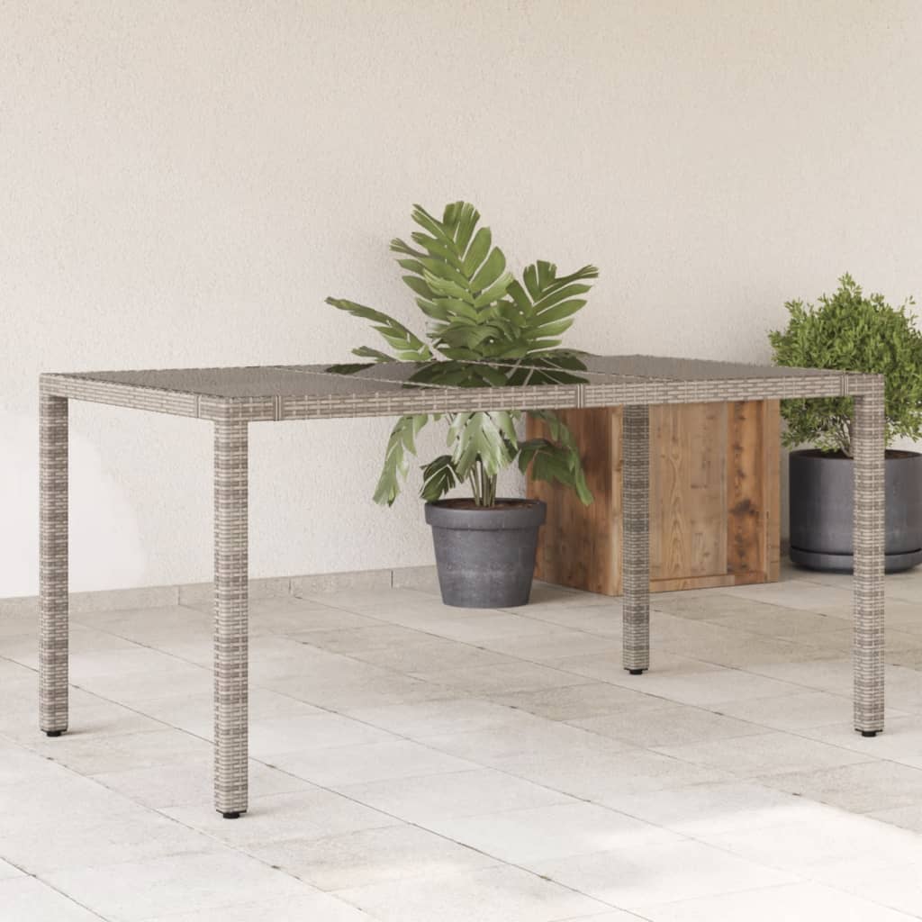 Tuintafel met glazen blad 150x90x75 cm poly rattan grijs is nu te koop bij PeponiXL, paradijselijk wonen!