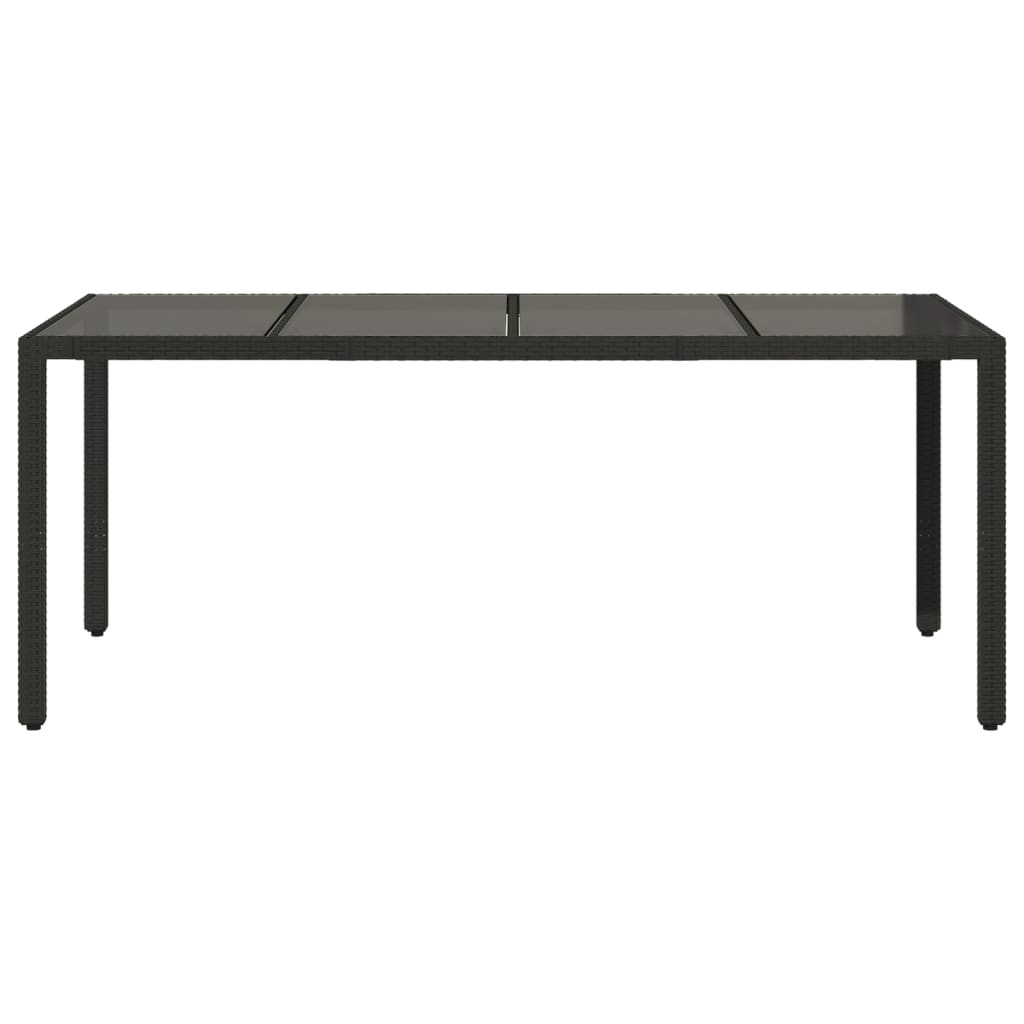 Tuintafel met glazen blad 190x90x75 cm poly rattan zwart is nu te koop bij PeponiXL, paradijselijk wonen!