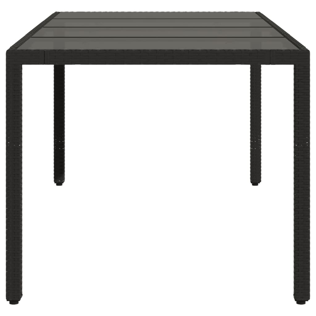 Tuintafel met glazen blad 190x90x75 cm poly rattan zwart is nu te koop bij PeponiXL, paradijselijk wonen!