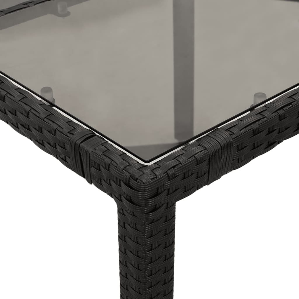Tuintafel met glazen blad 190x90x75 cm poly rattan zwart is nu te koop bij PeponiXL, paradijselijk wonen!