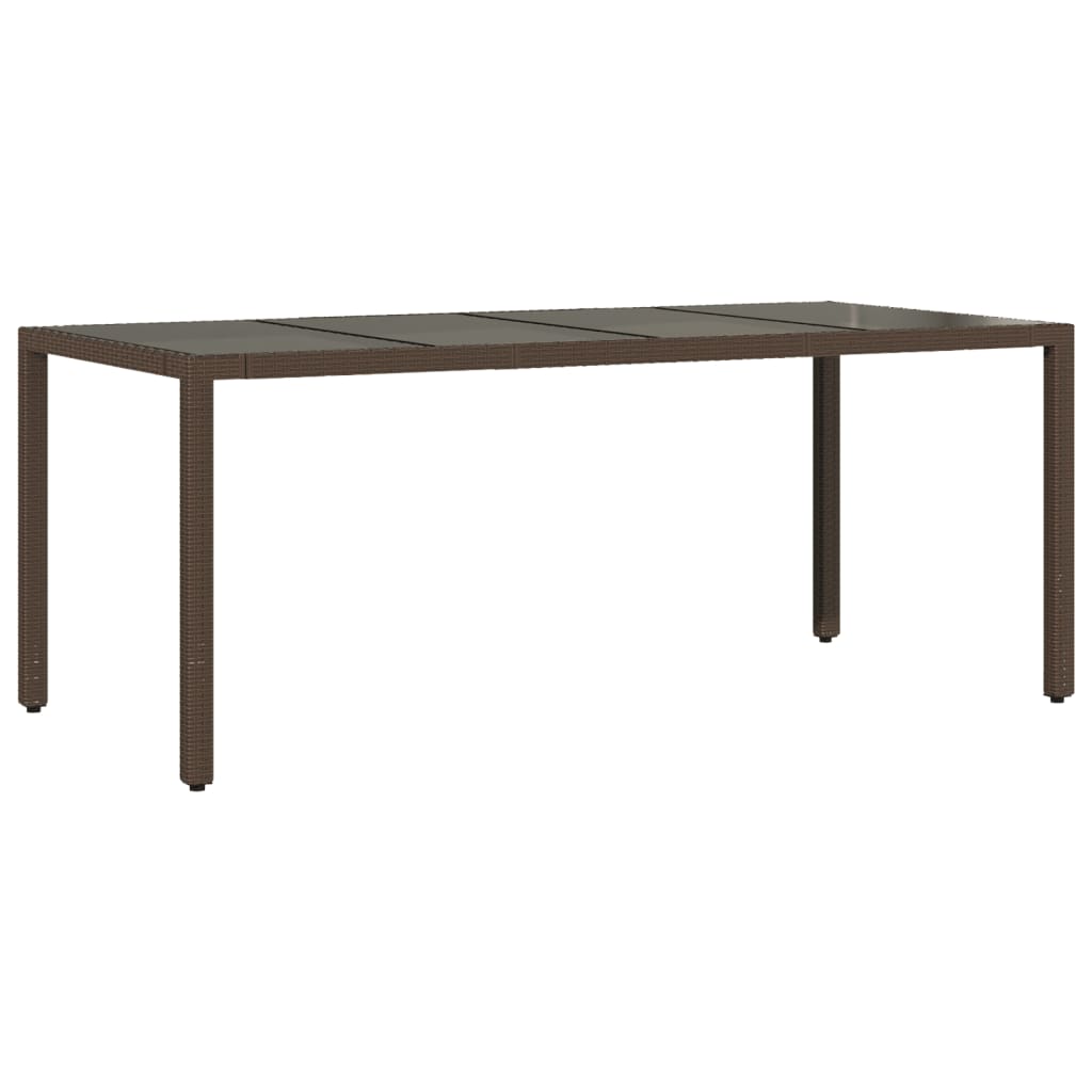 Tuintafel met glazen blad 190x90x75 cm poly rattan bruin is nu te koop bij PeponiXL, paradijselijk wonen!