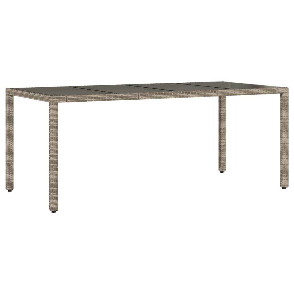 Tuintafel met glazen blad 190x90x75 cm poly rattan grijs is nu te koop bij PeponiXL, paradijselijk wonen!