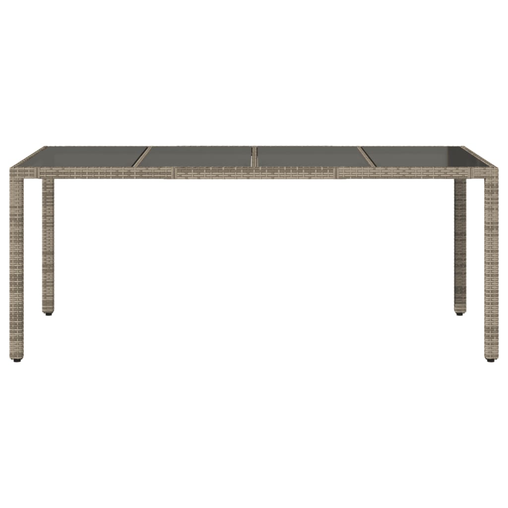 Tuintafel met glazen blad 190x90x75 cm poly rattan grijs is nu te koop bij PeponiXL, paradijselijk wonen!