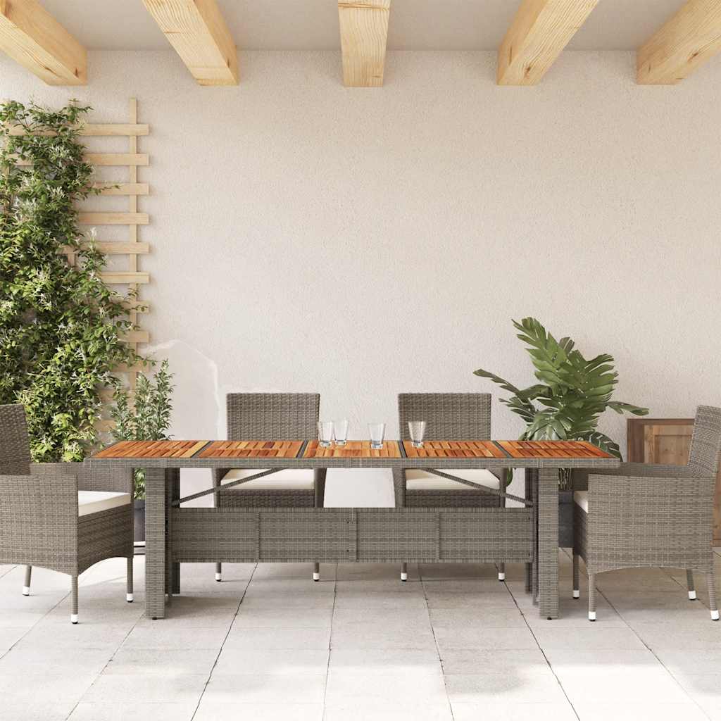Tuintafel met acaciahouten blad 240x90x75 cm poly rattan grijs is nu te koop bij PeponiXL, paradijselijk wonen!