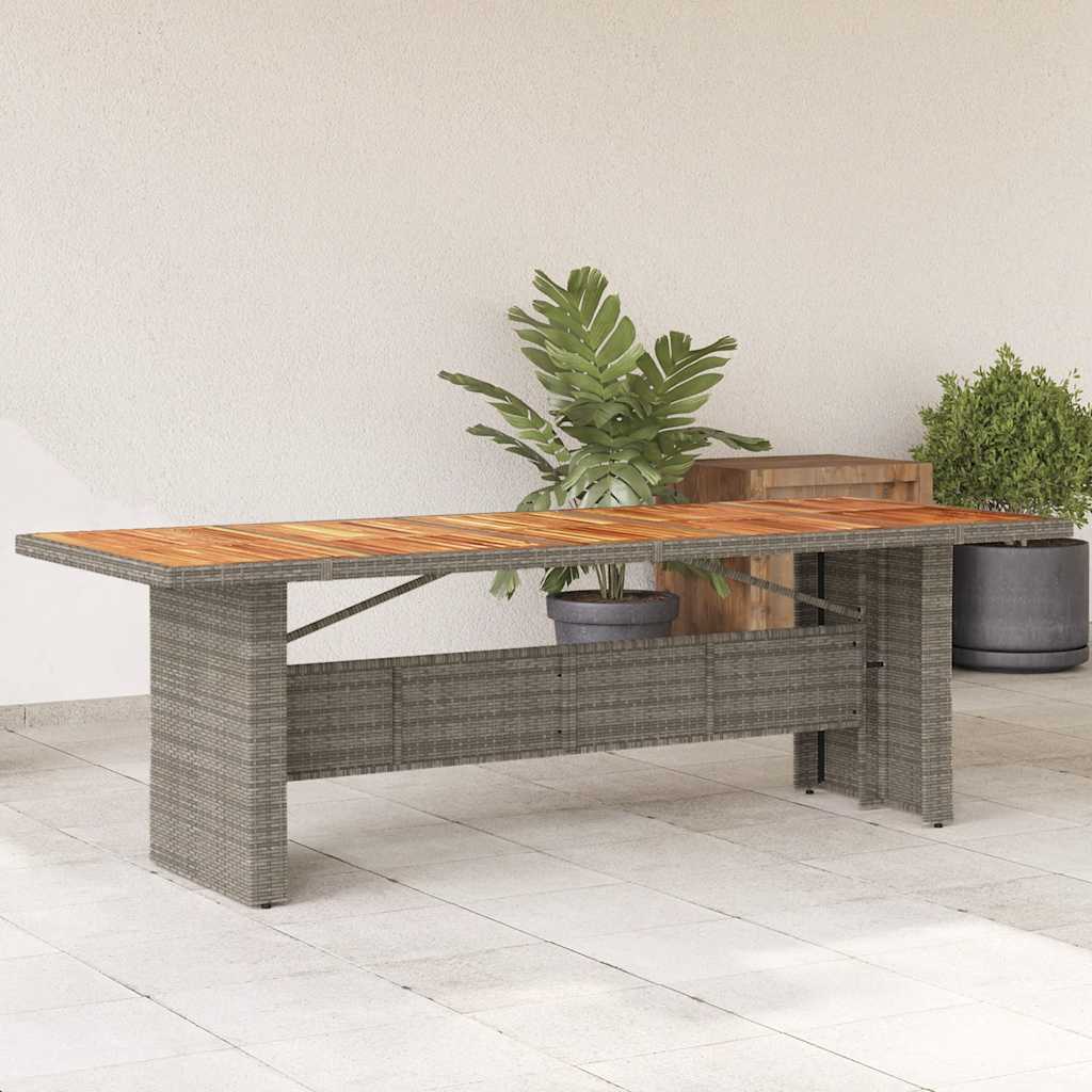 Tuintafel met acaciahouten blad 240x90x75 cm poly rattan grijs is nu te koop bij PeponiXL, paradijselijk wonen!