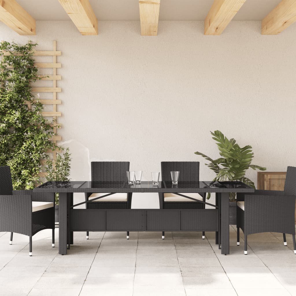 Tuintafel met glazen blad 240x90x75 cm poly rattan is nu te koop bij PeponiXL, paradijselijk wonen!