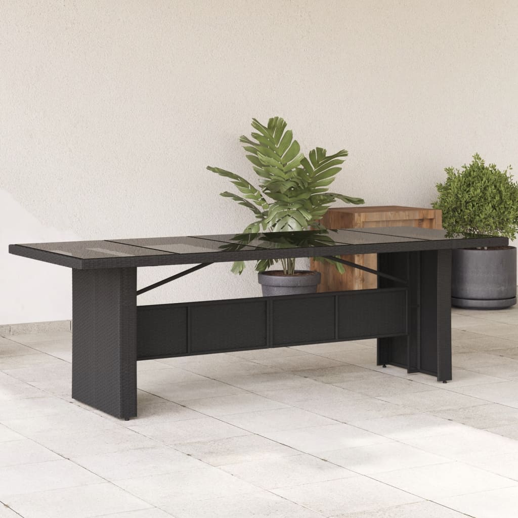Tuintafel met glazen blad 240x90x75 cm poly rattan is nu te koop bij PeponiXL, paradijselijk wonen!
