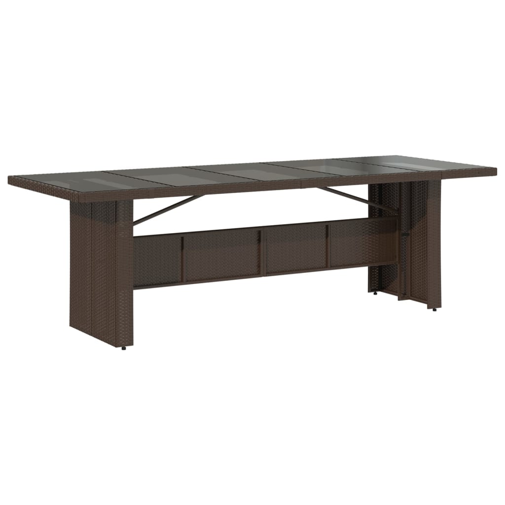 Tuintafel met glazen blad 240x90x75 cm poly rattan bruin is nu te koop bij PeponiXL, paradijselijk wonen!