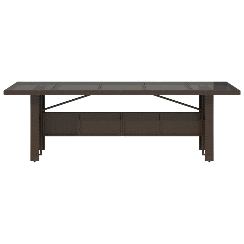 Tuintafel met glazen blad 240x90x75 cm poly rattan bruin is nu te koop bij PeponiXL, paradijselijk wonen!