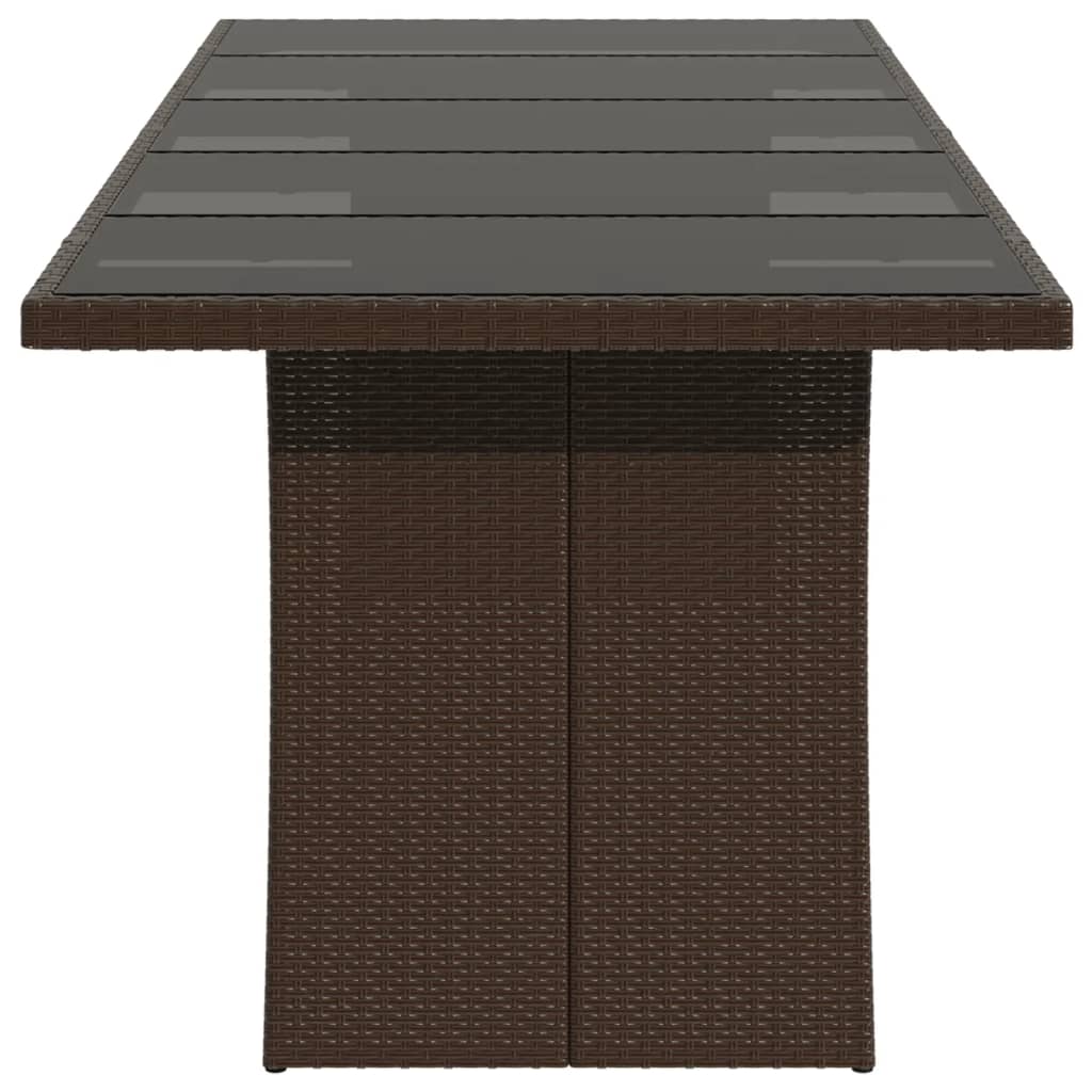 Tuintafel met glazen blad 240x90x75 cm poly rattan bruin is nu te koop bij PeponiXL, paradijselijk wonen!