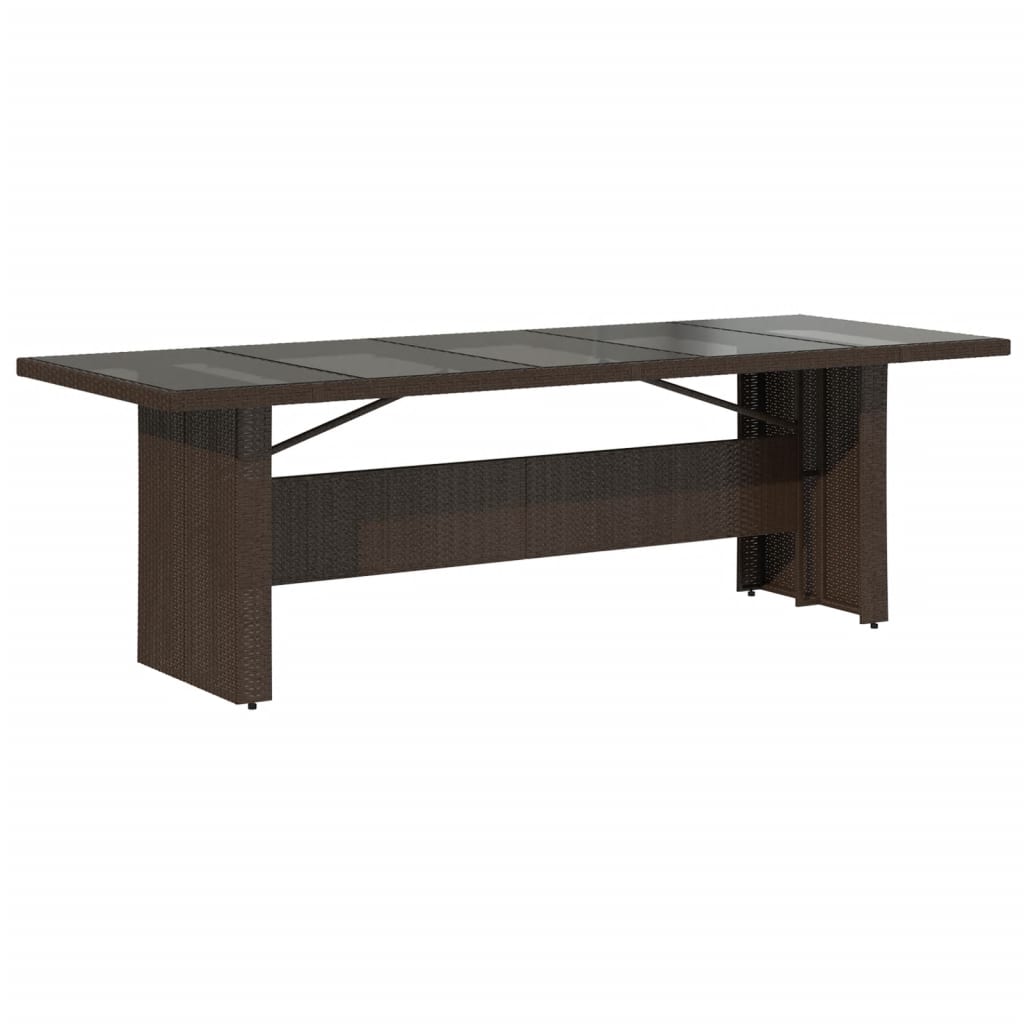 Tuintafel met glazen blad 240x90x75 cm poly rattan bruin is nu te koop bij PeponiXL, paradijselijk wonen!