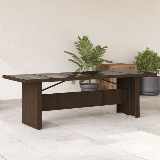 Tuintafel met glazen blad 240x90x75 cm poly rattan bruin is nu te koop bij PeponiXL, paradijselijk wonen!