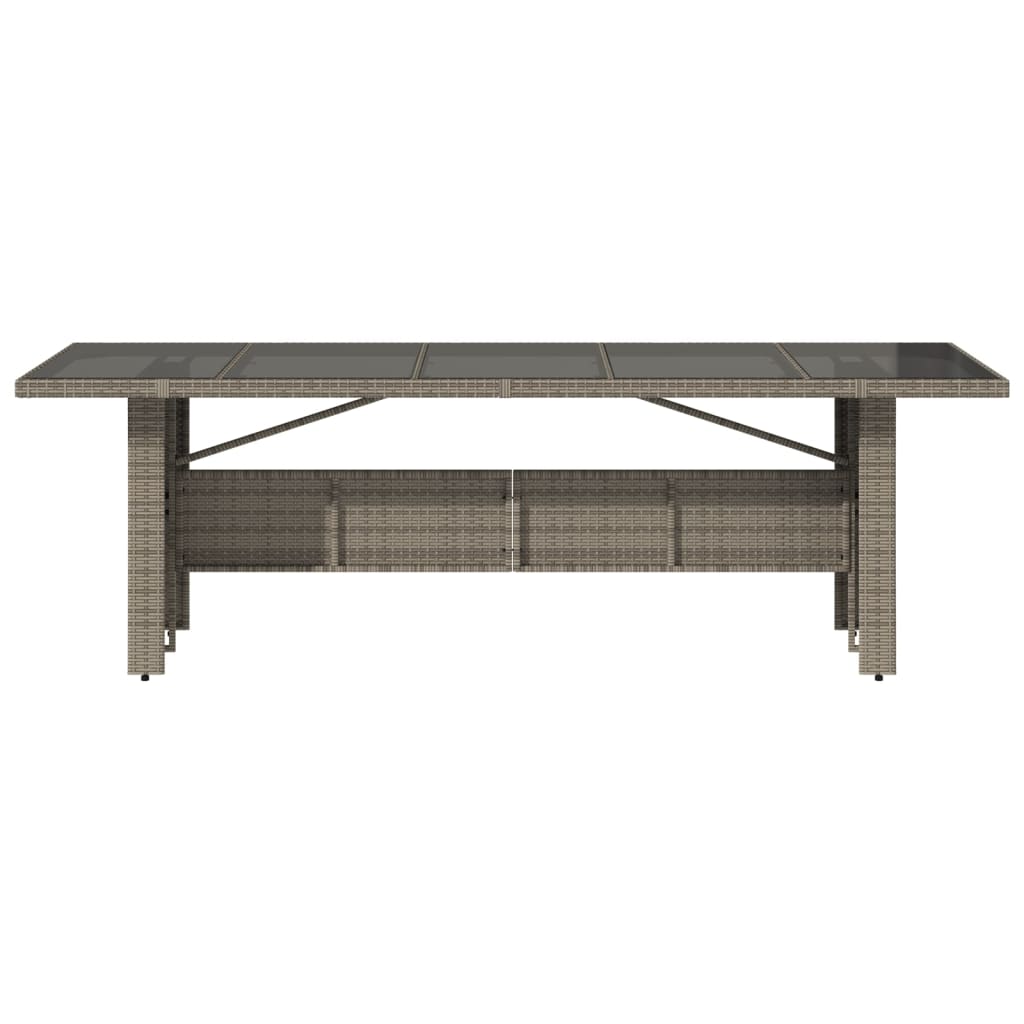 Tuintafel met glazen blad 240x90x75 cm poly rattan grijs is nu te koop bij PeponiXL, paradijselijk wonen!