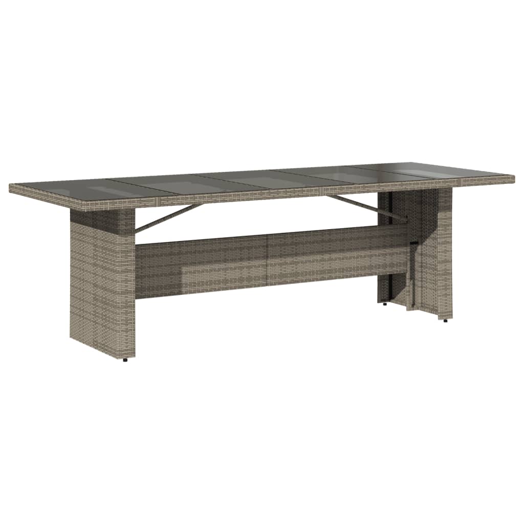 Tuintafel met glazen blad 240x90x75 cm poly rattan grijs is nu te koop bij PeponiXL, paradijselijk wonen!