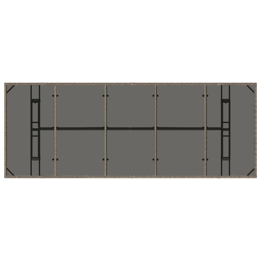 Tuintafel met glazen blad 240x90x75 cm poly rattan grijs is nu te koop bij PeponiXL, paradijselijk wonen!
