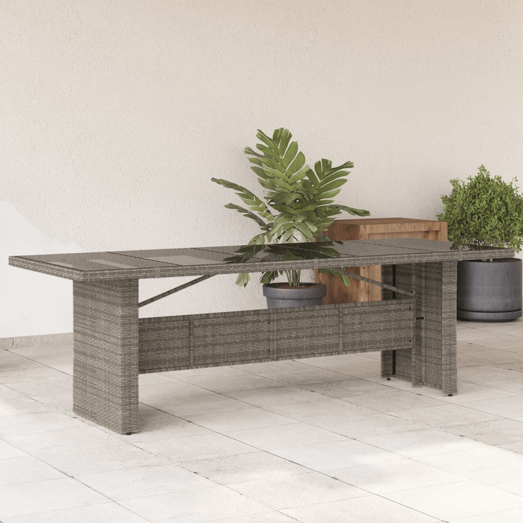 Tuintafel met glazen blad 240x90x75 cm poly rattan grijs is nu te koop bij PeponiXL, paradijselijk wonen!