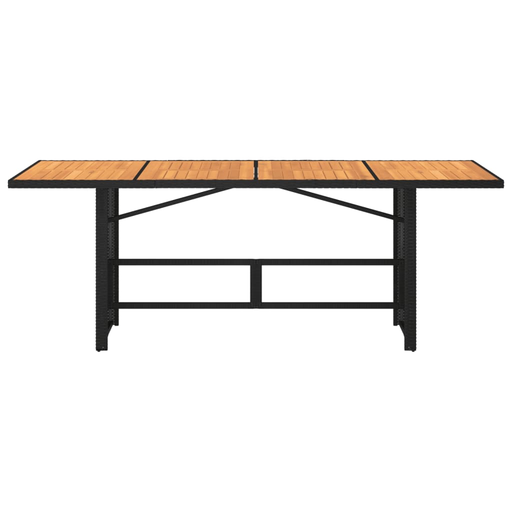 Tuintafel met acaciahouten blad 190x80x75 cm poly rattan zwart is nu te koop bij PeponiXL, paradijselijk wonen!