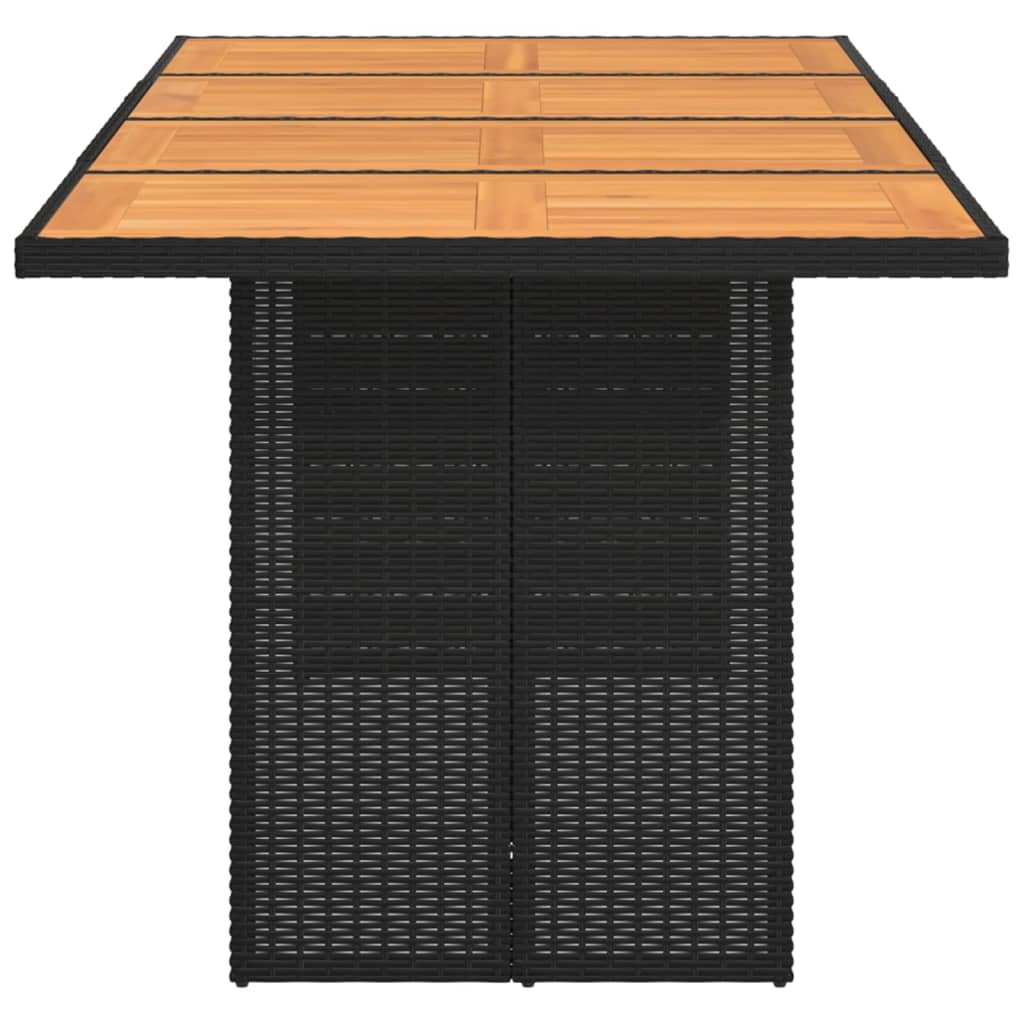Tuintafel met acaciahouten blad 190x80x75 cm poly rattan zwart is nu te koop bij PeponiXL, paradijselijk wonen!