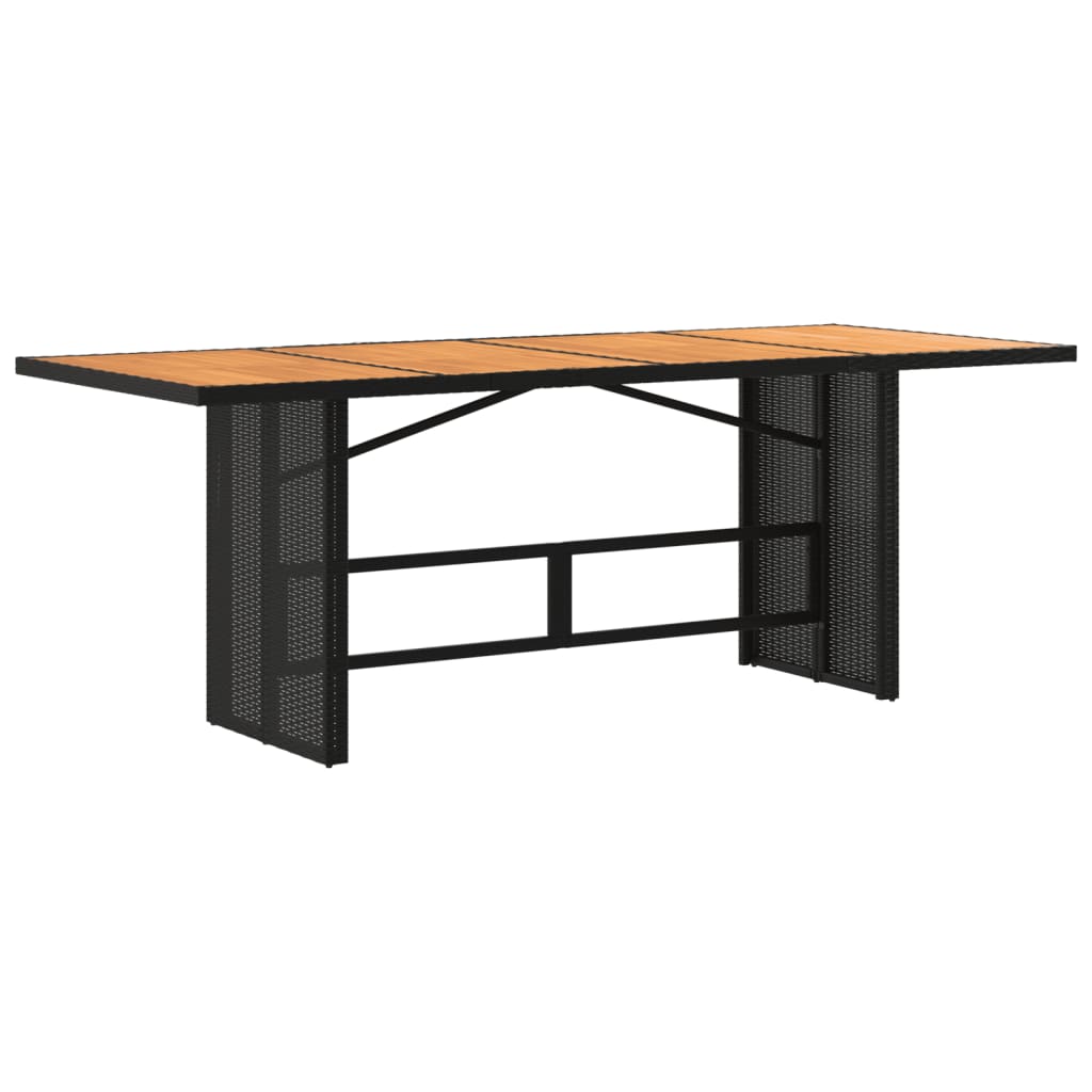 Tuintafel met acaciahouten blad 190x80x75 cm poly rattan zwart is nu te koop bij PeponiXL, paradijselijk wonen!