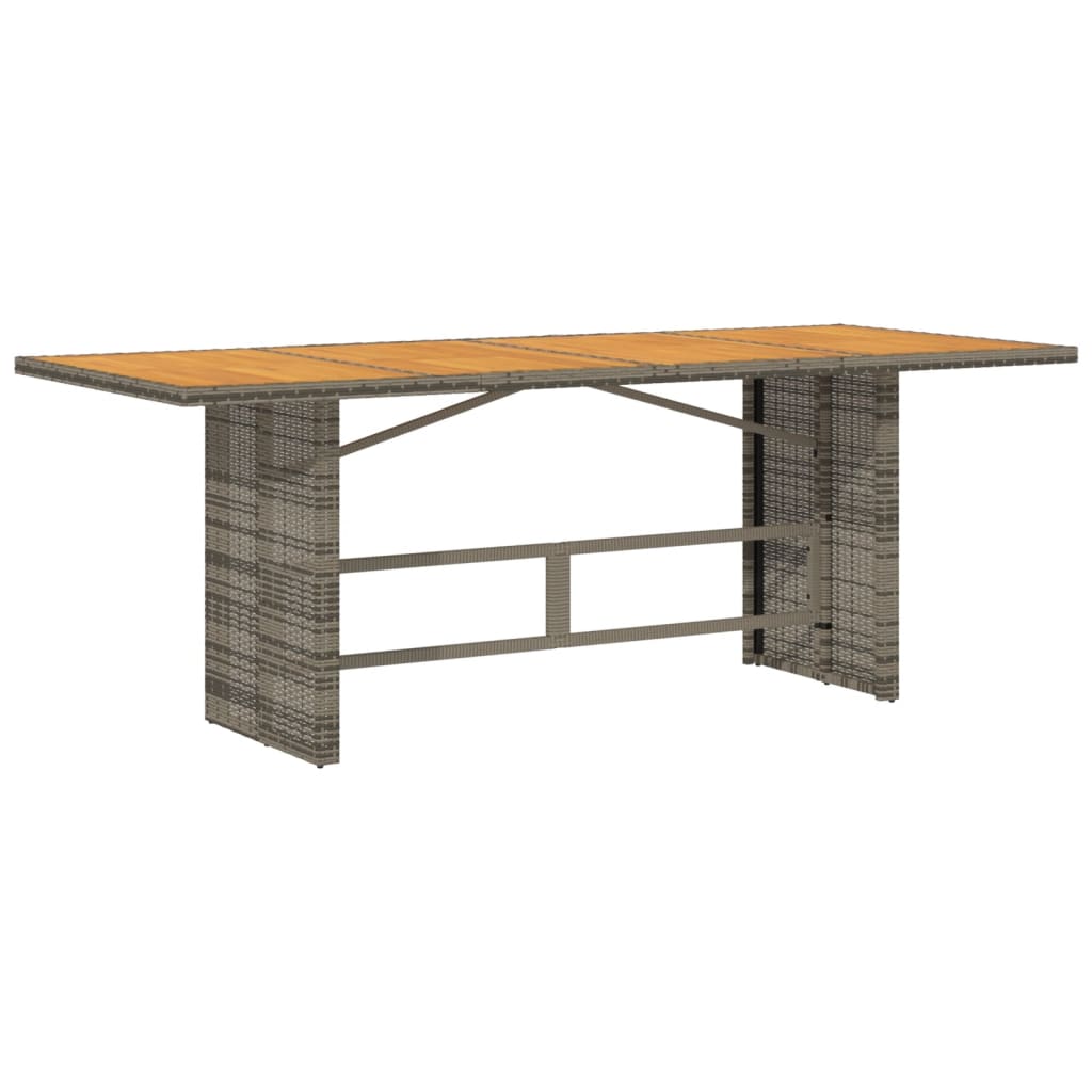 Tuintafel met acaciahouten blad 190x80x75 cm poly rattan grijs is nu te koop bij PeponiXL, paradijselijk wonen!