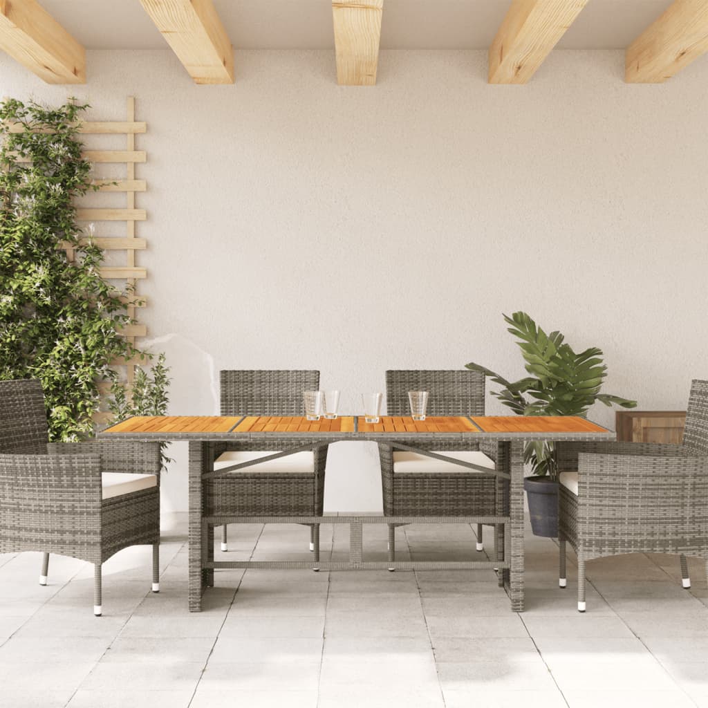 Tuintafel met acaciahouten blad 190x80x75 cm poly rattan grijs is nu te koop bij PeponiXL, paradijselijk wonen!