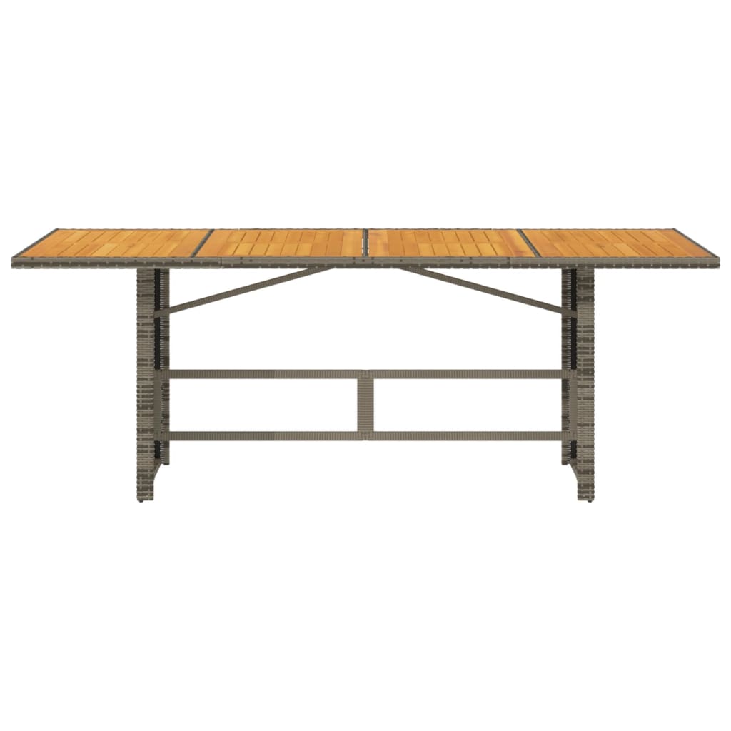 Tuintafel met acaciahouten blad 190x80x75 cm poly rattan grijs is nu te koop bij PeponiXL, paradijselijk wonen!