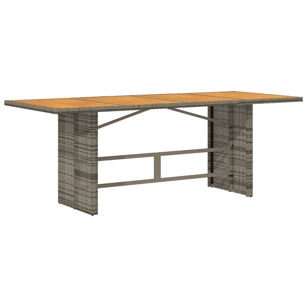 Tuintafel met acaciahouten blad 190x80x75 cm poly rattan grijs is nu te koop bij PeponiXL, paradijselijk wonen!
