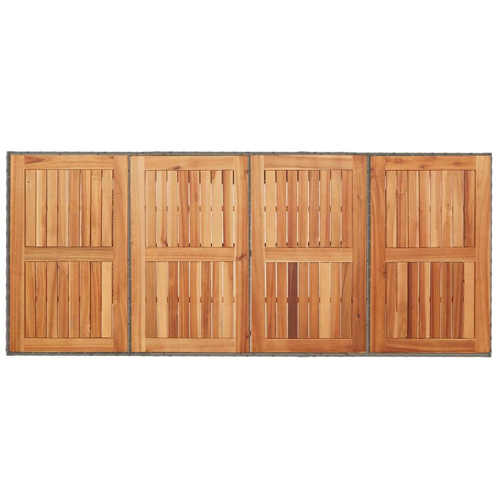 Tuintafel met acaciahouten blad 190x80x75 cm poly rattan grijs is nu te koop bij PeponiXL, paradijselijk wonen!