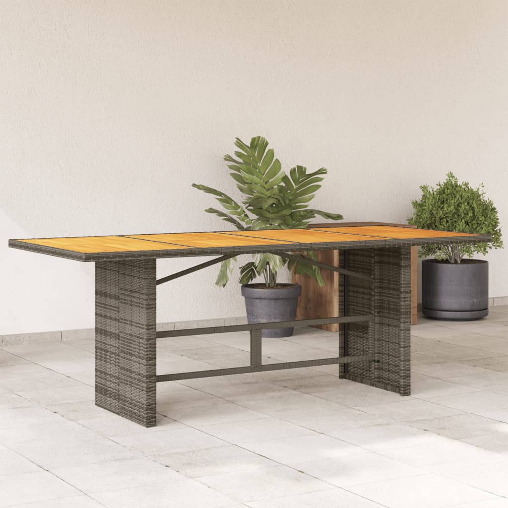 Tuintafel met acaciahouten blad 190x80x75 cm poly rattan grijs is nu te koop bij PeponiXL, paradijselijk wonen!
