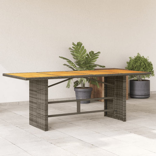 Tuintafel met acaciahouten blad 190x80x75 cm poly rattan grijs is nu te koop bij PeponiXL, paradijselijk wonen!