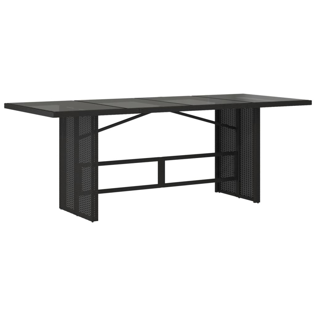 Tuintafel met glazen blad 190x80x75 cm poly rattan zwart is nu te koop bij PeponiXL, paradijselijk wonen!