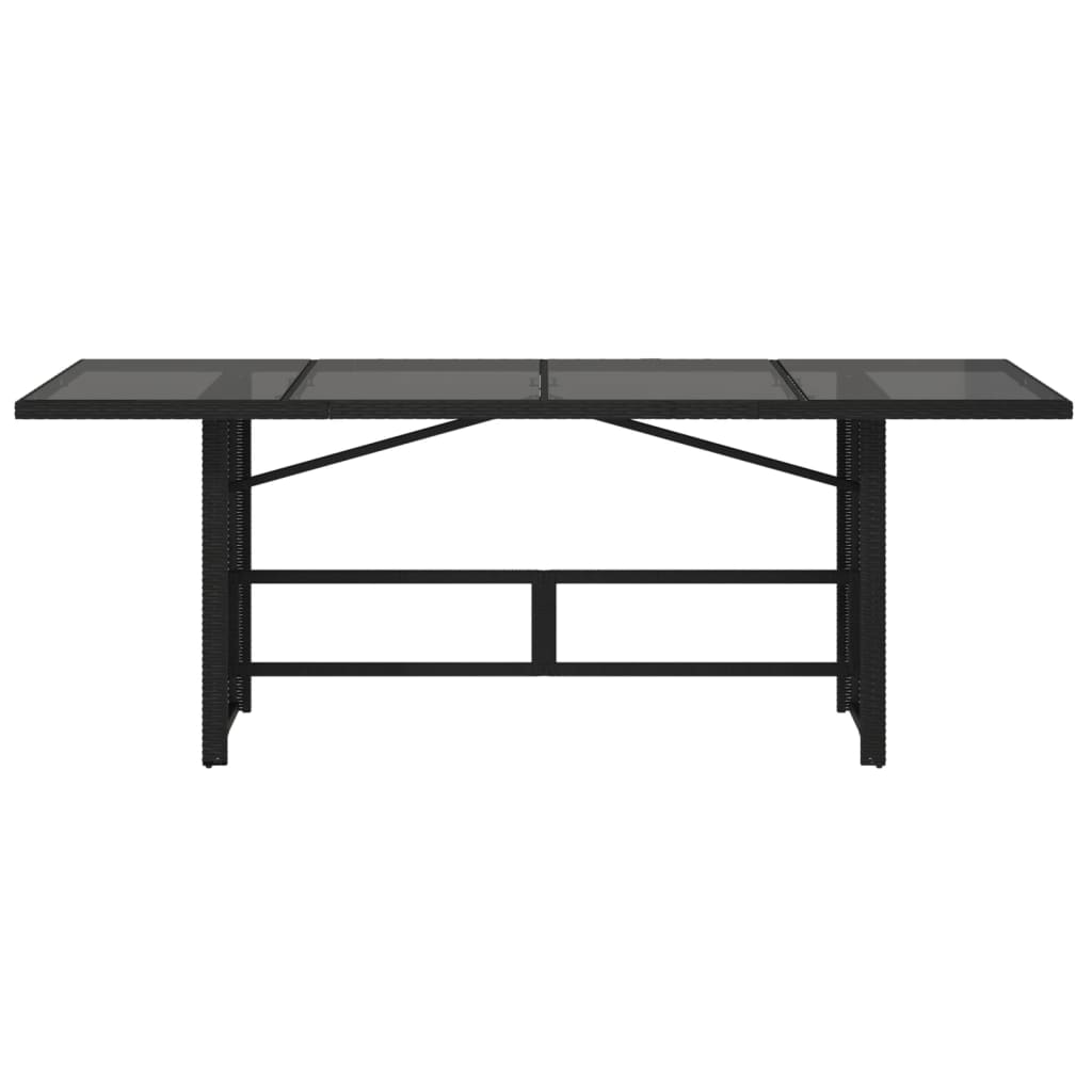 Tuintafel met glazen blad 190x80x75 cm poly rattan zwart is nu te koop bij PeponiXL, paradijselijk wonen!