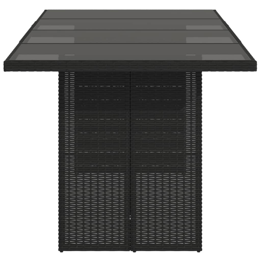 Tuintafel met glazen blad 190x80x75 cm poly rattan zwart is nu te koop bij PeponiXL, paradijselijk wonen!