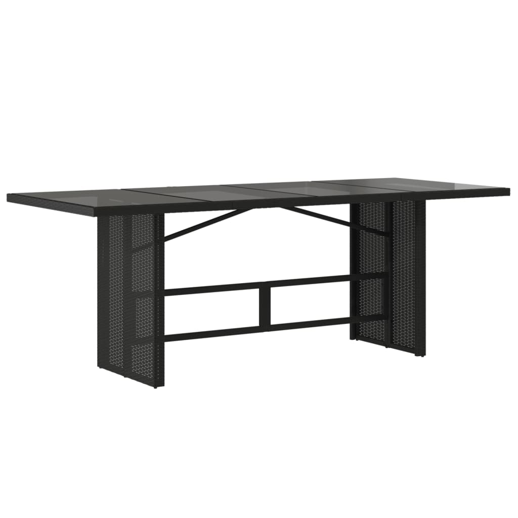 Tuintafel met glazen blad 190x80x75 cm poly rattan zwart is nu te koop bij PeponiXL, paradijselijk wonen!