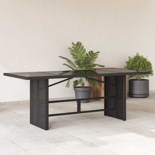 Tuintafel met glazen blad 190x80x75 cm poly rattan zwart is nu te koop bij PeponiXL, paradijselijk wonen!