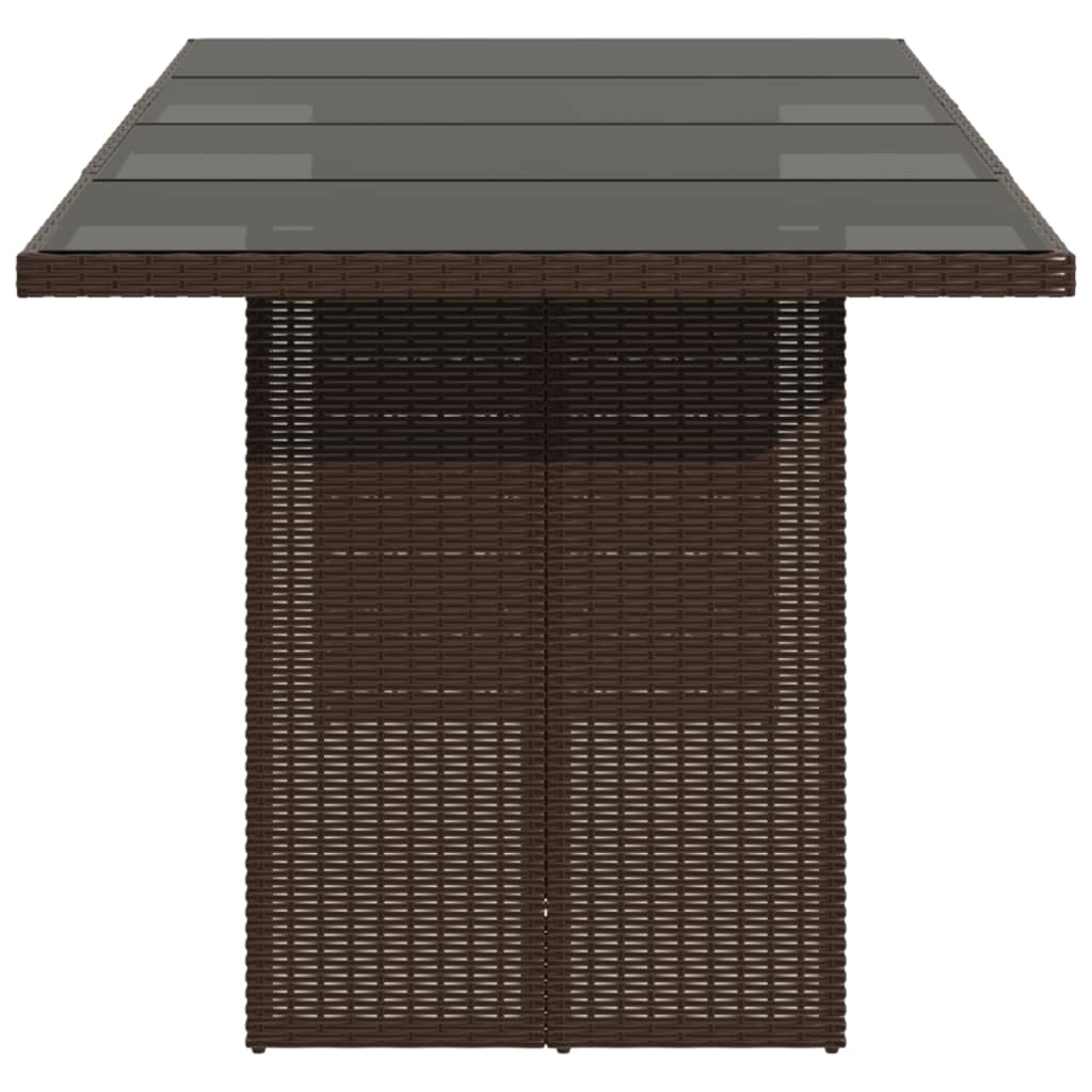 Tuintafel met glazen blad 190x80x75 cm poly rattan bruin is nu te koop bij PeponiXL, paradijselijk wonen!