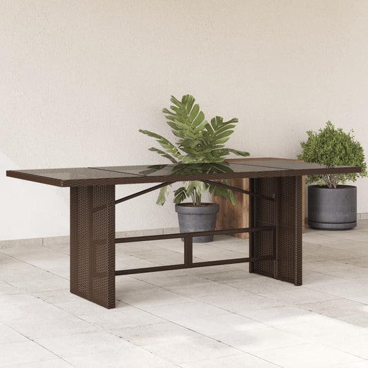 Tuintafel met glazen blad 190x80x75 cm poly rattan bruin is nu te koop bij PeponiXL, paradijselijk wonen!