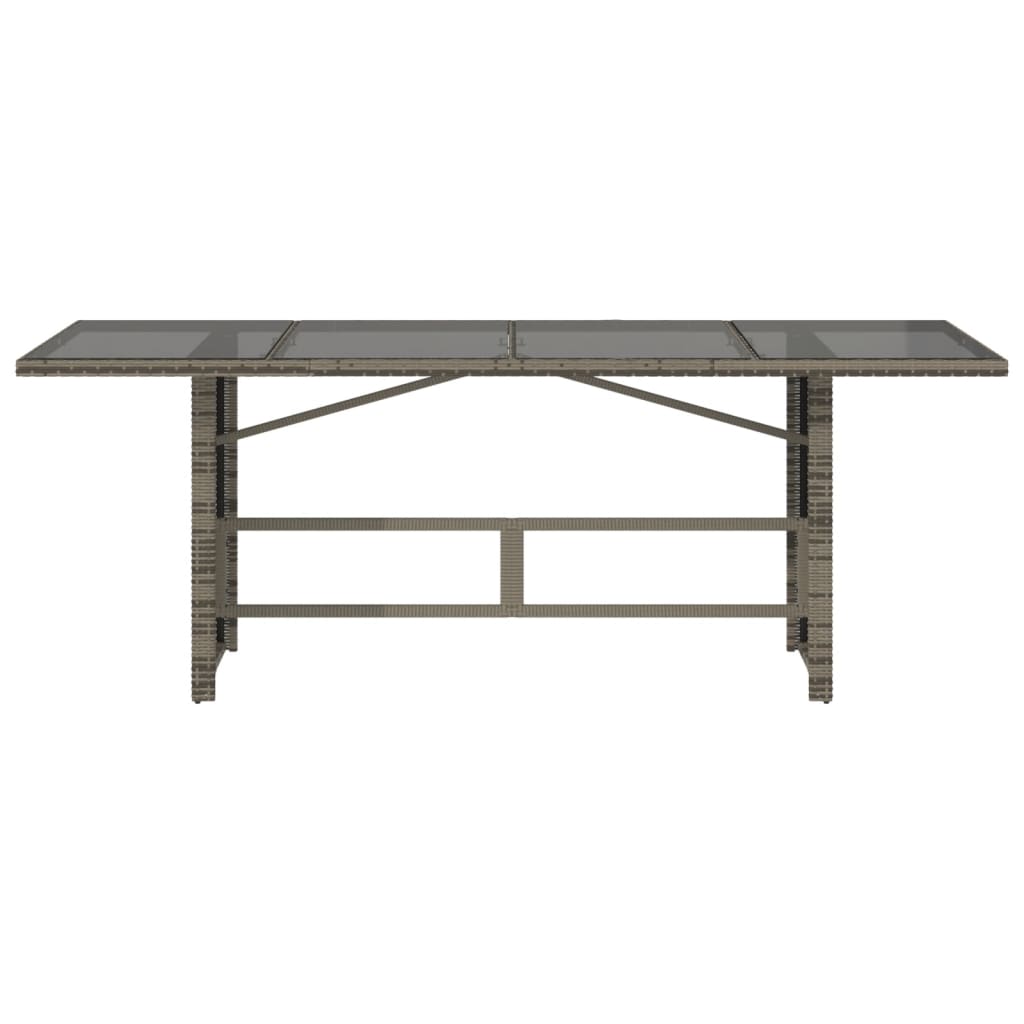 Tuintafel met glazen blad 190x80x75 cm poly rattan grijs is nu te koop bij PeponiXL, paradijselijk wonen!