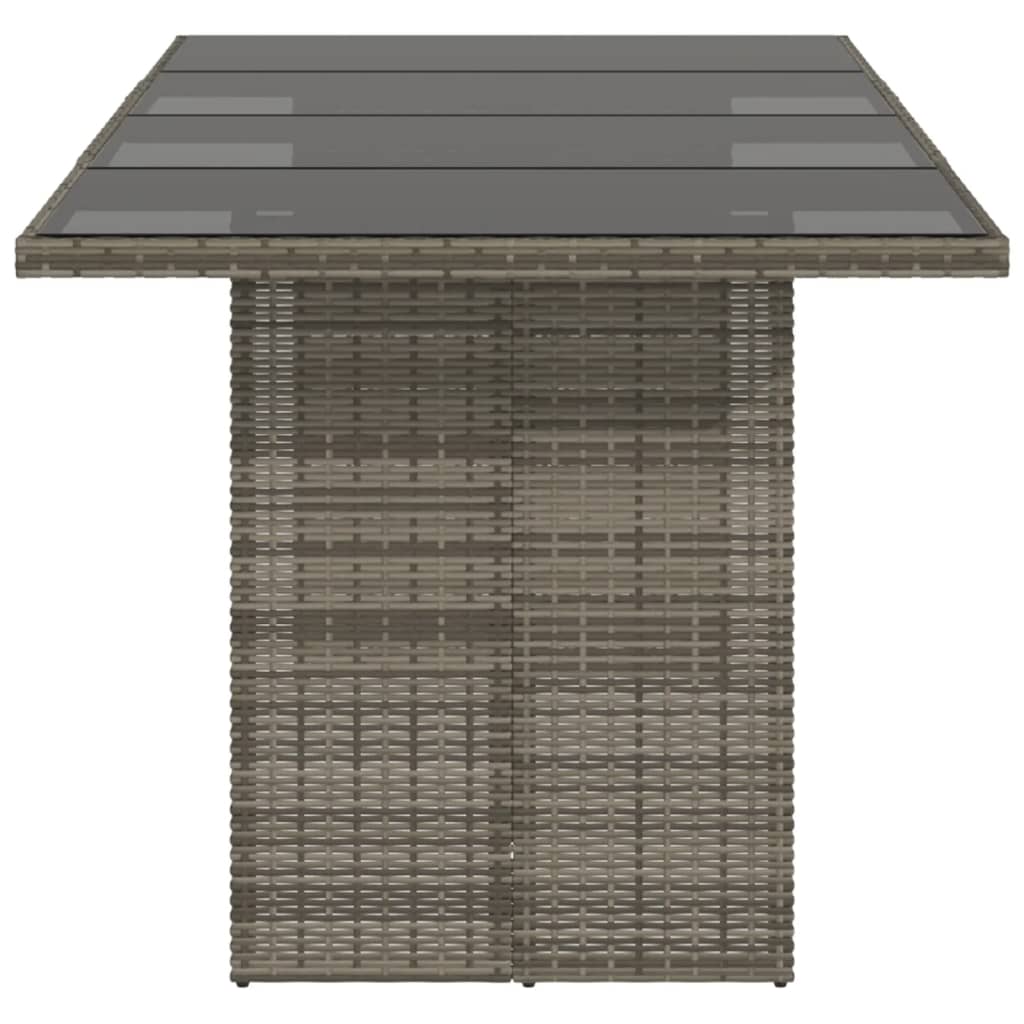 Tuintafel met glazen blad 190x80x75 cm poly rattan grijs is nu te koop bij PeponiXL, paradijselijk wonen!