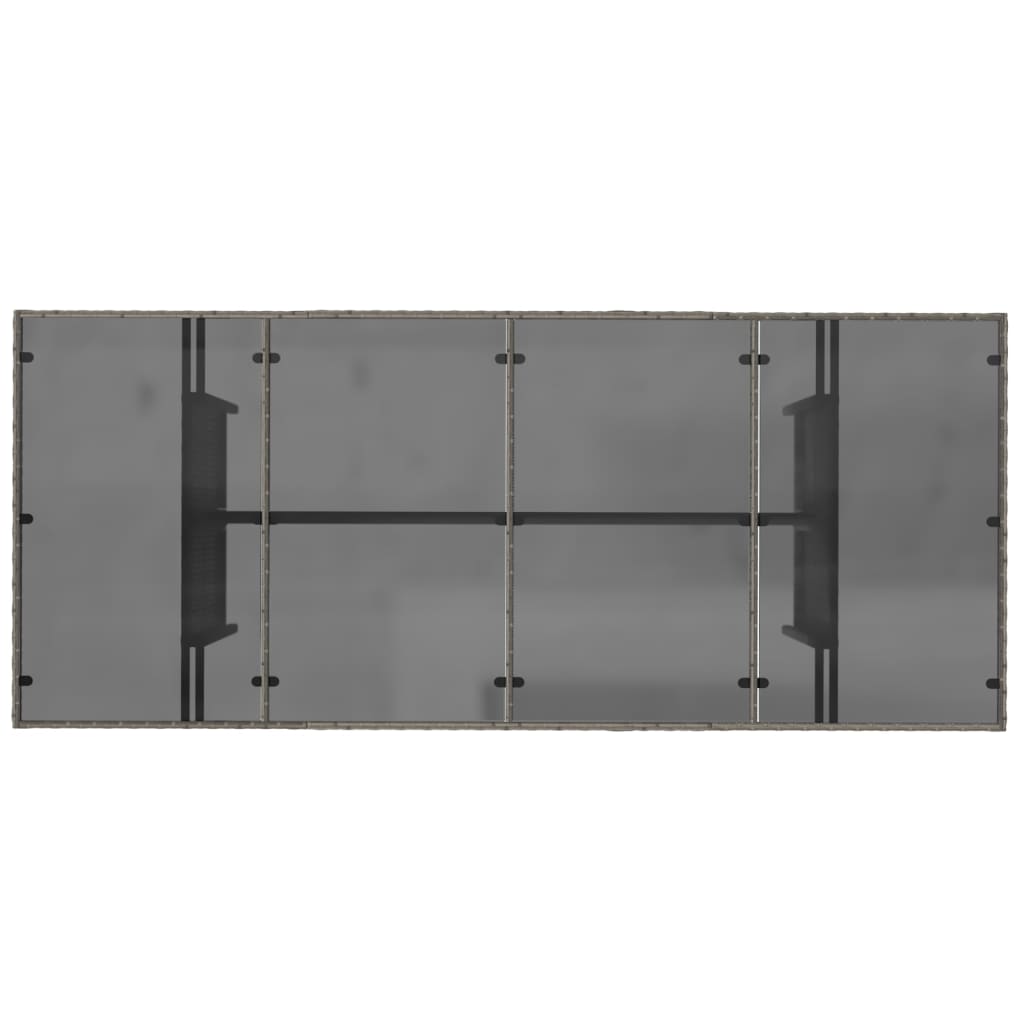 Tuintafel met glazen blad 190x80x75 cm poly rattan grijs is nu te koop bij PeponiXL, paradijselijk wonen!